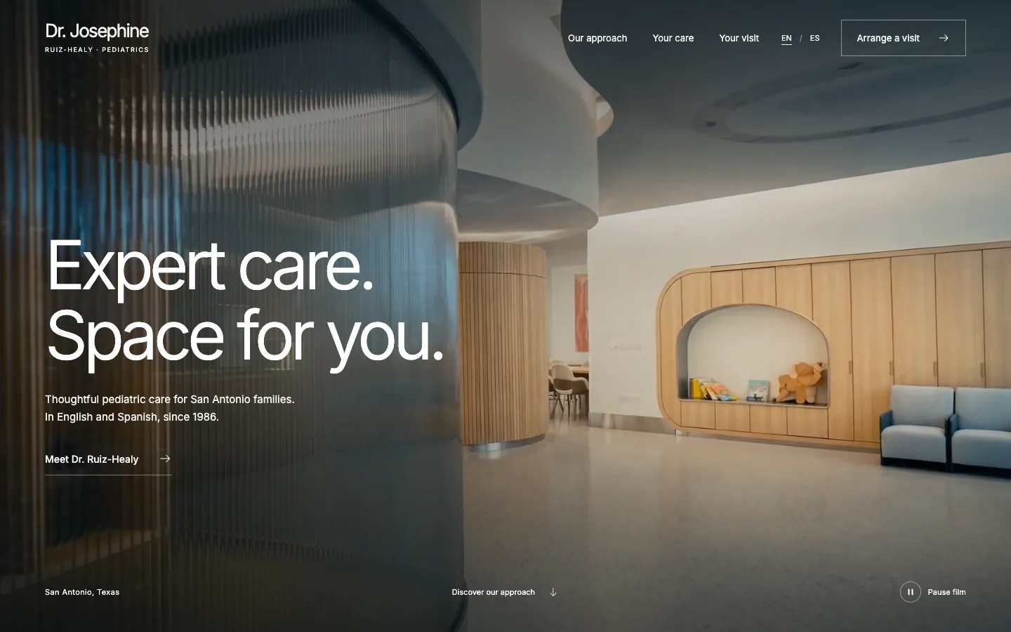 Dr Josephine Clinic website homepage, desktop view